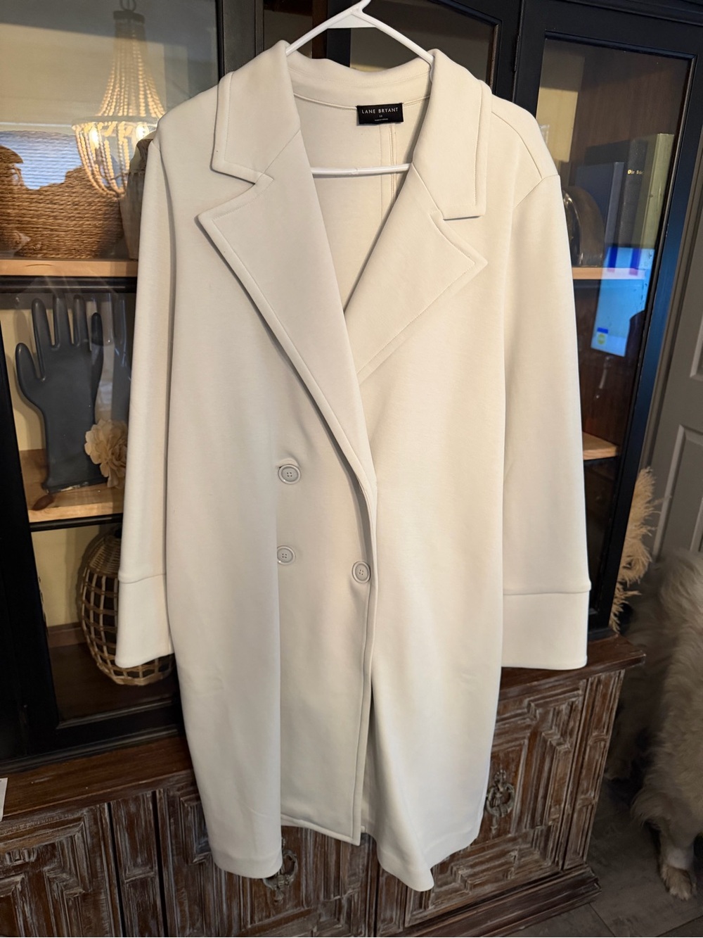 Lane Bryant Light Cream Double-Breasted Trench Coat